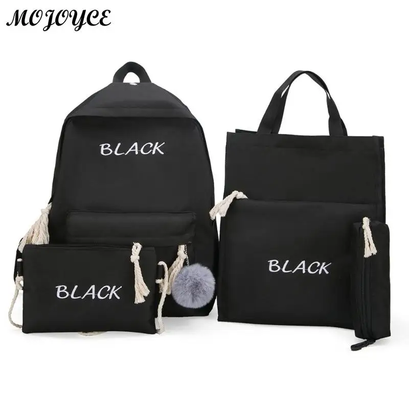 

4pcs/Set Women Backpacks Set Canvas Letter Teenager School Rucksack Casual Style Women Knapsack Pen Bags sac a dos femme Mochila