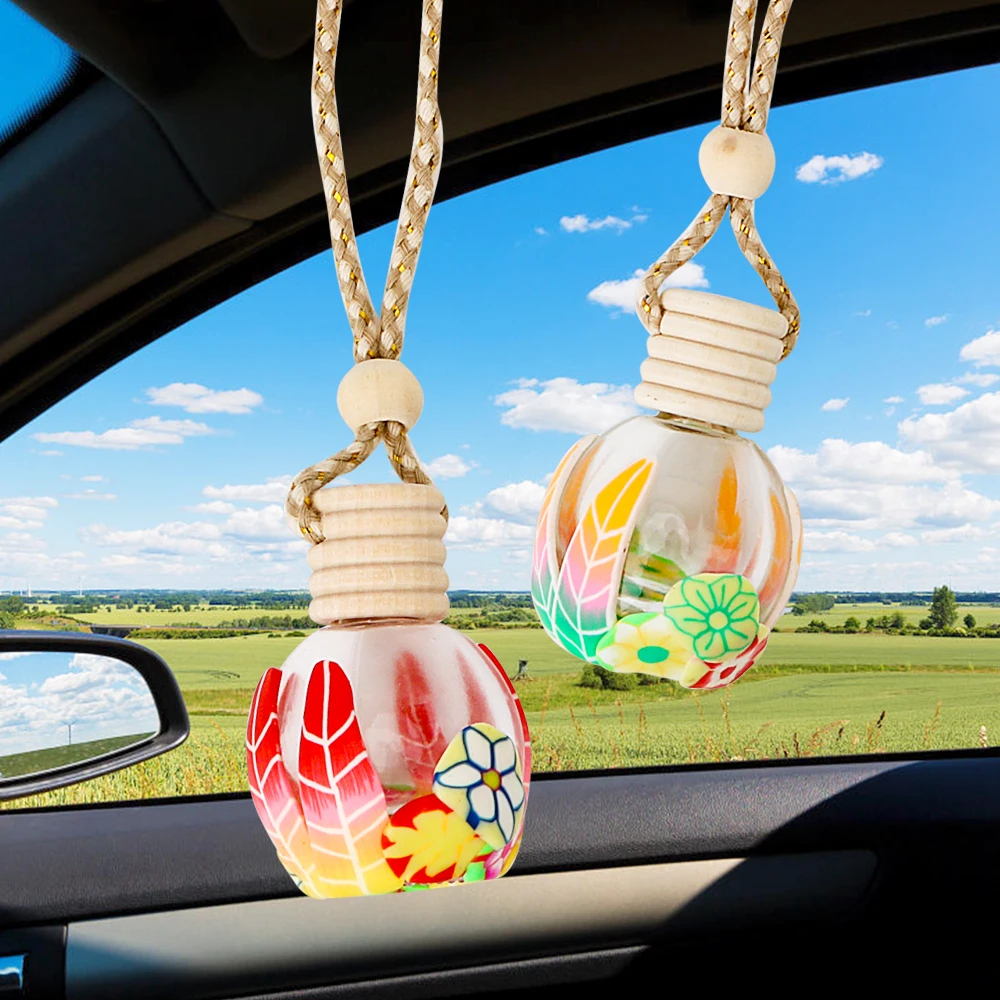 Car Perfume Hanging Bottle Auto Ornament Glass Empty Bottle Car styling Perfume Pendant Air