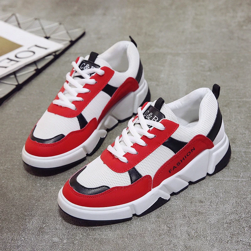 

White Black Red Shoes Fashion 2019 Casual Shoes Woman zapatillas mujer Women Chaussure Femme Breathable Female Platform Sneakers