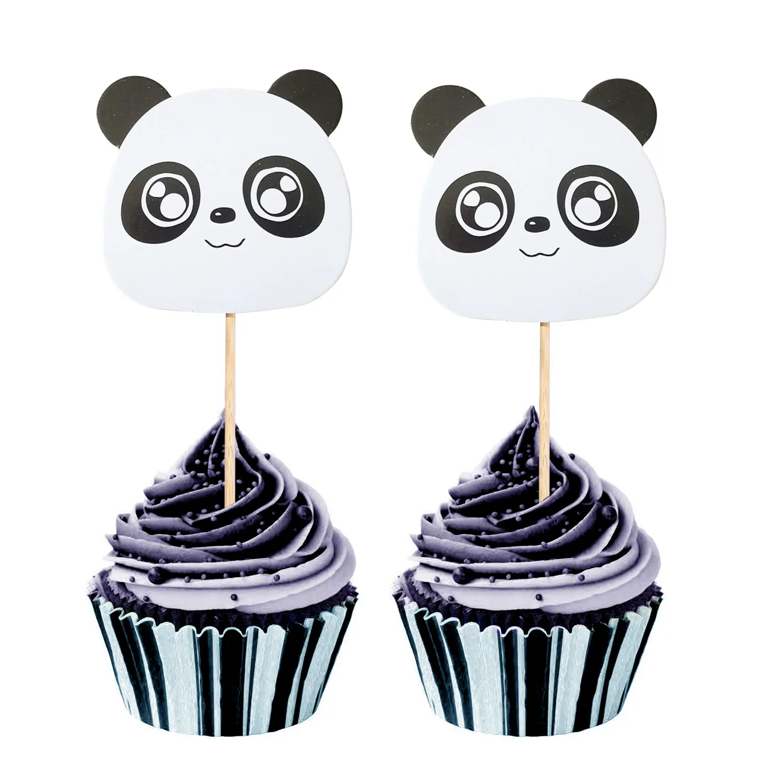 

ZLJQ Cute Panda Cup Cake Topper Confetti Balloon Banner For Panda Theme Birthday Party Supplies Dessert Baking Decoration