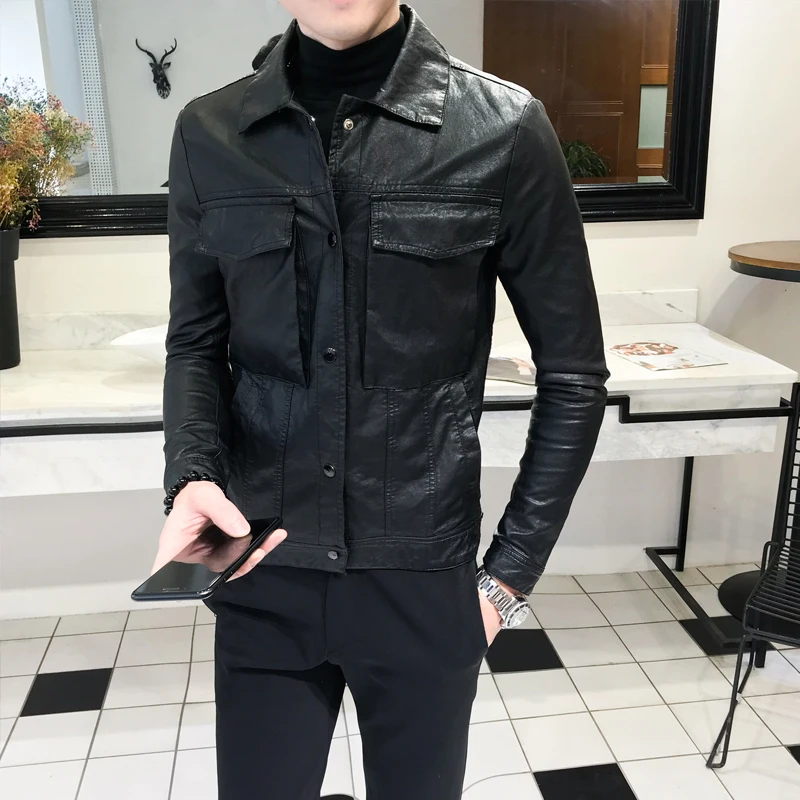 2018 Winter faux Leather mens Clothing Male Leather Jacket Sociology Guy Self-cultivation Short Fund Loose Coat jaket men 2018 Winter faux Leather mens Clothing Male Leather Jacket Sociology Guy Self-cultivation Short Fund Loose Coat jaket men