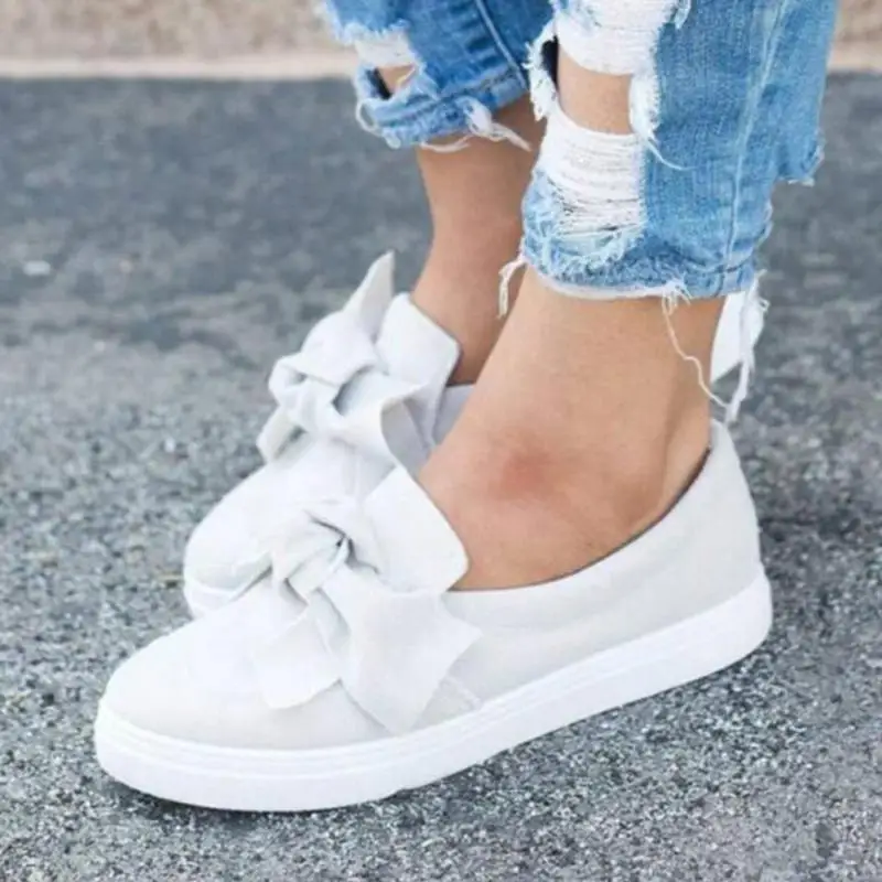 

Women Canvas Flat Shoes Soft Soled Casual Loafers Bowknot Decorated Autumn Spring Girls Fashion Shoes