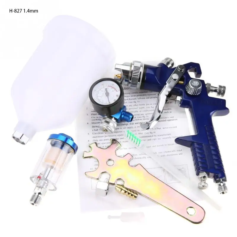 

1 set 1.4mm Nozzle 600ml Gravity Type Pneumatic Spray Gun +Pressure Gauge+ Oil nd Water Filter Hot