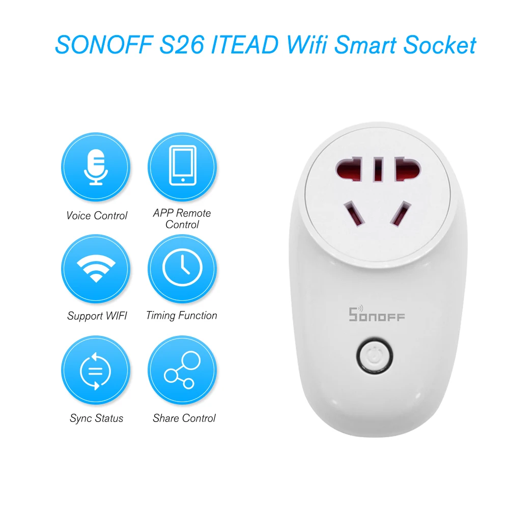 3 шт./лот SONOFF S26 ITEAD Wifi умная розетка беспроводной пульт дистанционного управления зарядный адаптер умный дом розетки США/Великобритания/CN/AU/EU