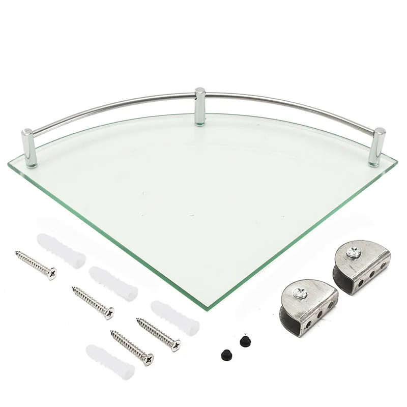 Billige Bad Glas Bad Dusche Dreieckigen Regal Halter Organizer Einzigen Schicht Moderne Stil Glas Bad Regale