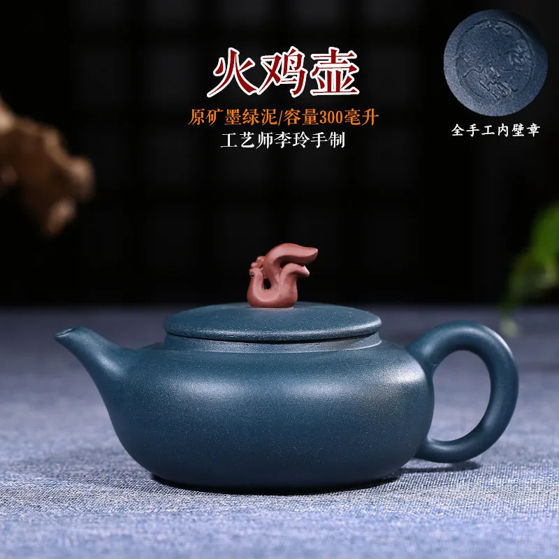

Pottery Teapot Famous Full Manual Blackish Green Mud Turkey Two-colour Pots Wall Chapter Dark-red Enameled Pottery Teapot