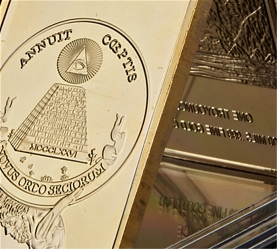 1776 символ масонов мира Редкие Иллюминаты Novus Ordo Seclorum позолоченные металлические реплики Золотой бар коллекционные вещи для подарка