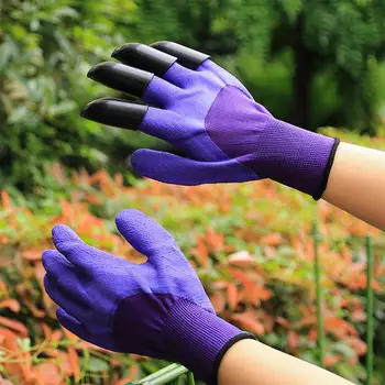 

LanLan 1 pair Waterproof Garden Gloves with Fingertips Claws for Digging Planting Rose Pruning