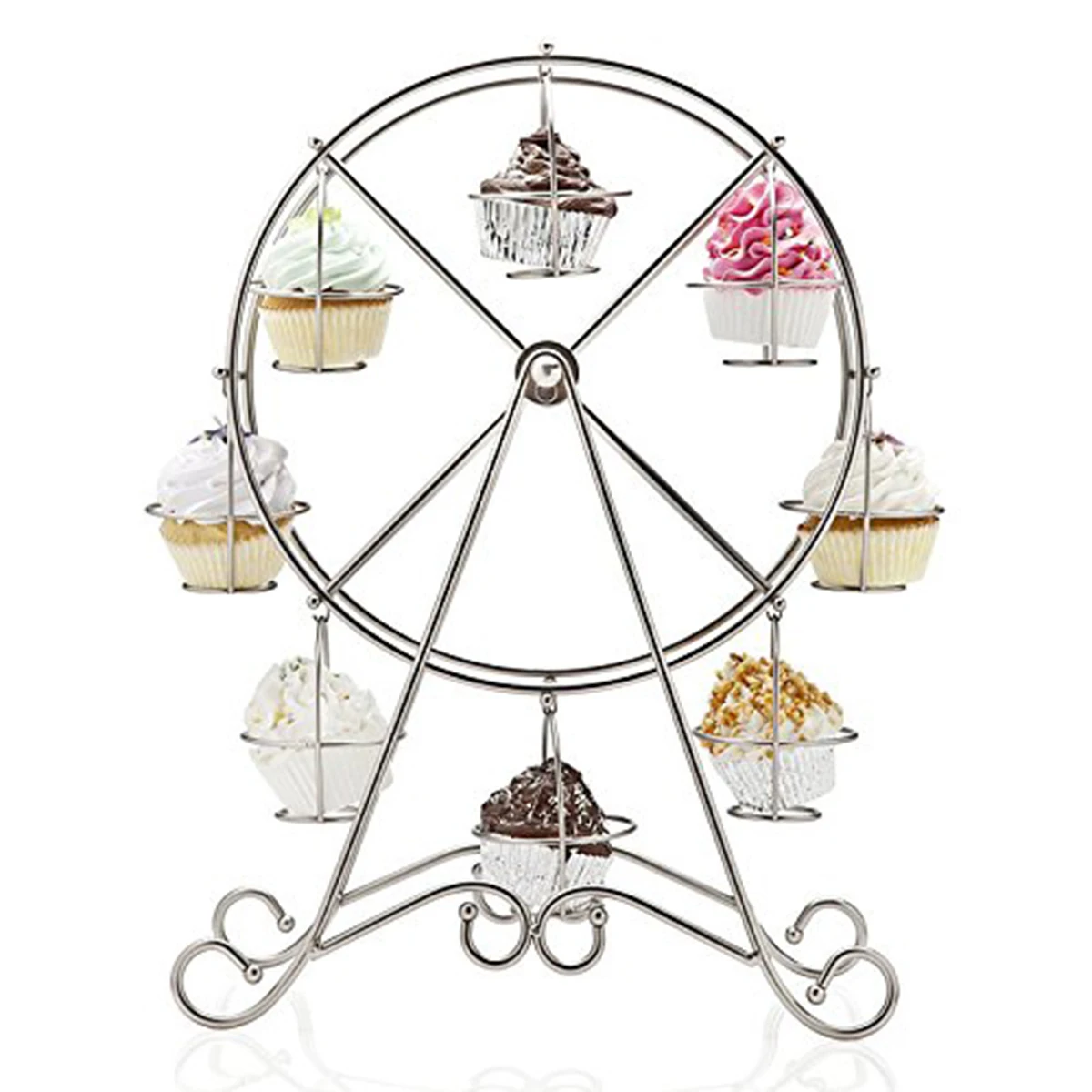  Stainless Steel 8-Cup Round Rotating Ferris Wheel Cupcake Stand