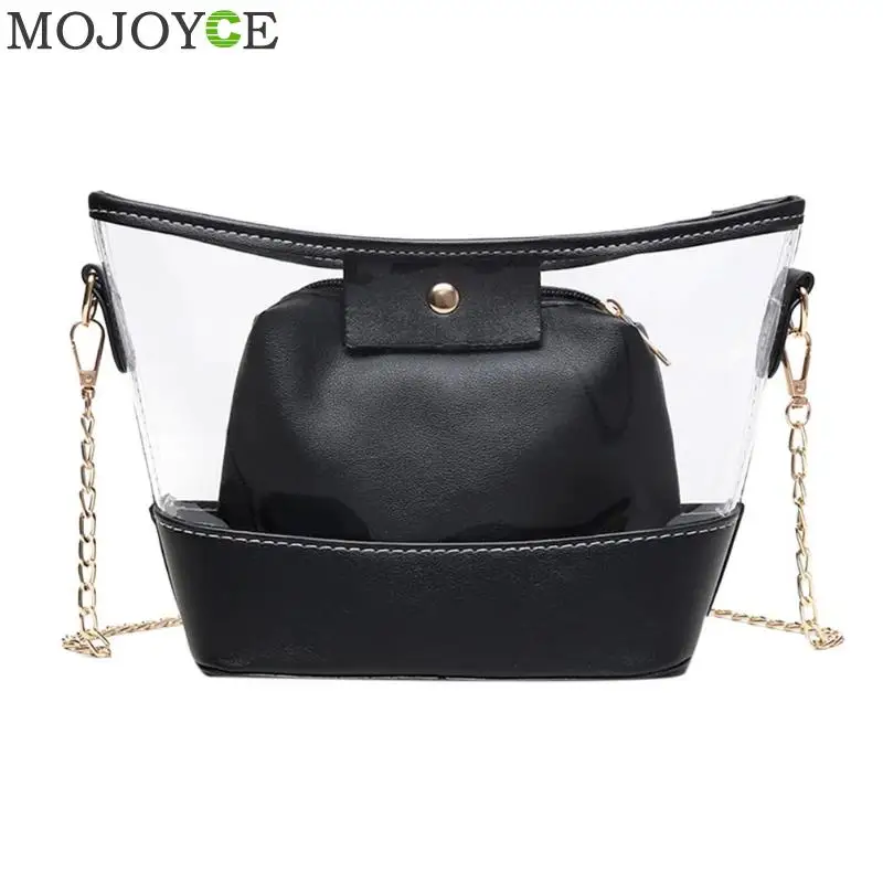 2pcs/set Design Luxury Brand Women Transparent Bag Clear PVC Small Tote