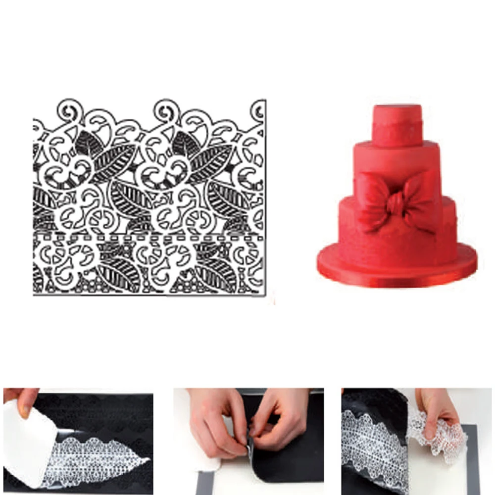 

New DIY Cake Decorating Tool With Silicone Mold Fondant Cake Lace Embossed Cake Mold Sugar Lace Mat