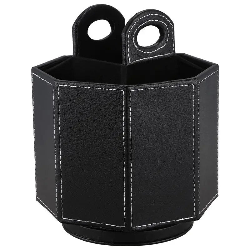 

PU Leather Rotatable Remote Control Holder Storage box for TV Remote Phone Eyeglasses black plain weave