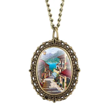 

Quartz Pocket Watch Analog Pendant Exquisite for Women Vintage Flower House Oval Pocket Watches Small Dial Watch With Necklace