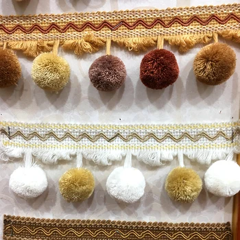 

YY-tesco 1yards 6m Wide Pompom Curtain Fringe Tassel Lace Trim Diy Clothing Skirt Home Textile Decorative Curtain Lace Ribbon