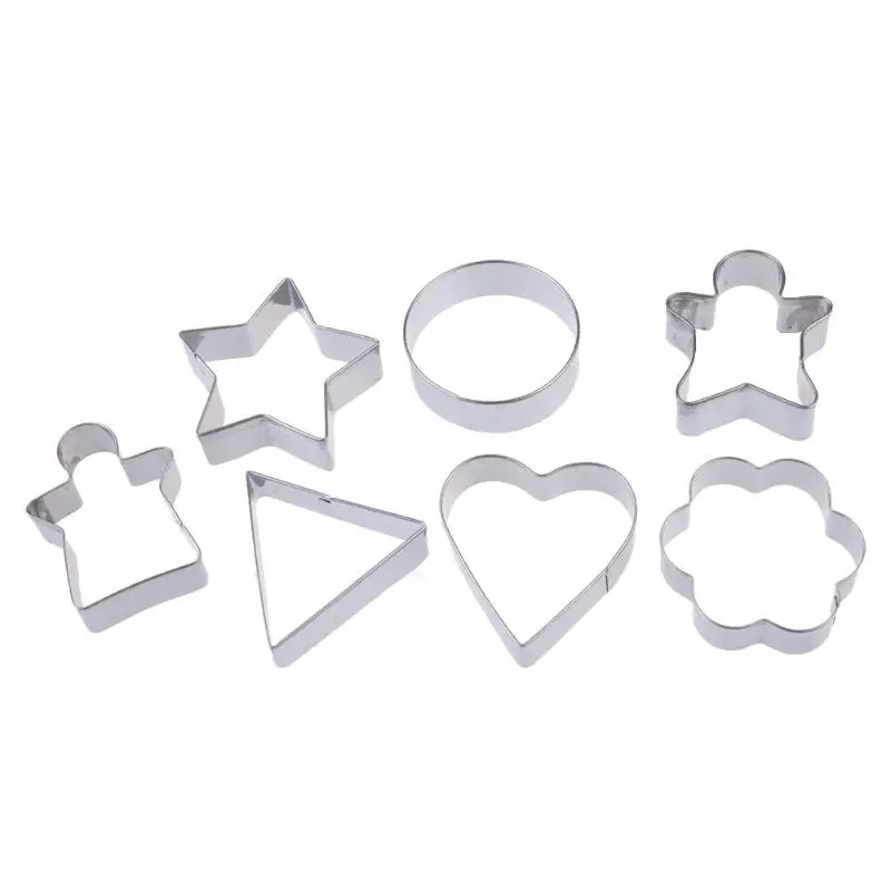 

7PCS Stainless SteEL Cookie Cutter Cake Mold Differ Geometric Figure Cake Biscuit Pastry Cookies Cutter Mold Mould Bake Kitchen