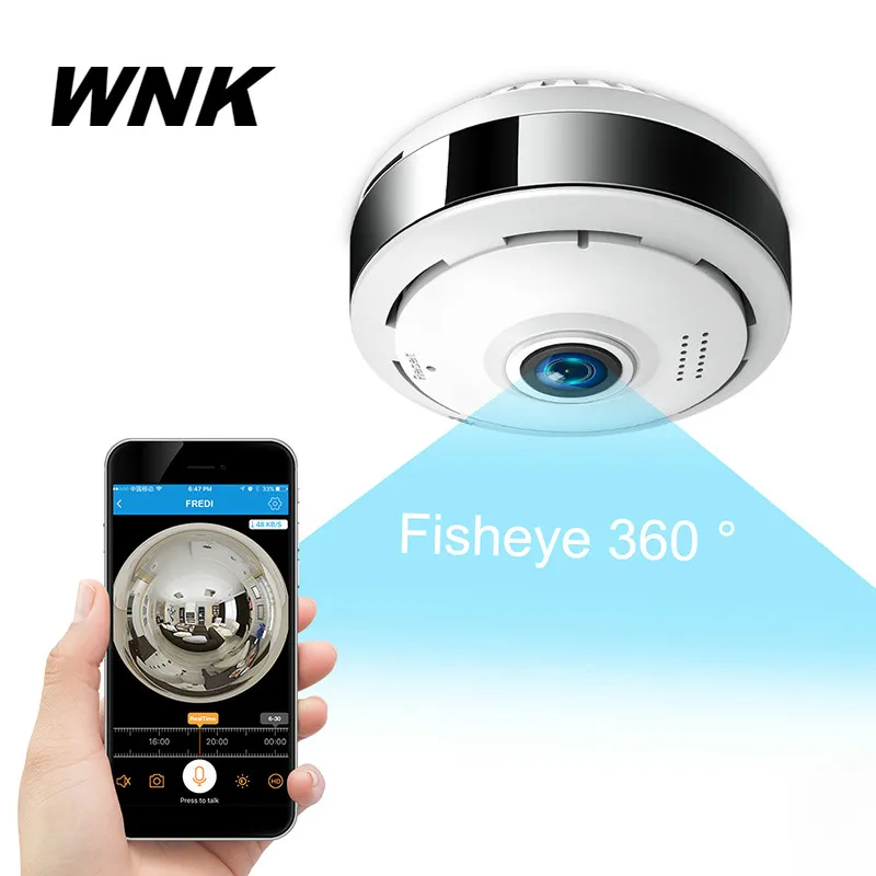 

WNK IP Camera 360 Degree Panoramic Fisheye Wireless WiFi Camera 960P HD 1.3MP Security CCTV Camera 10M Infrared Night Vision