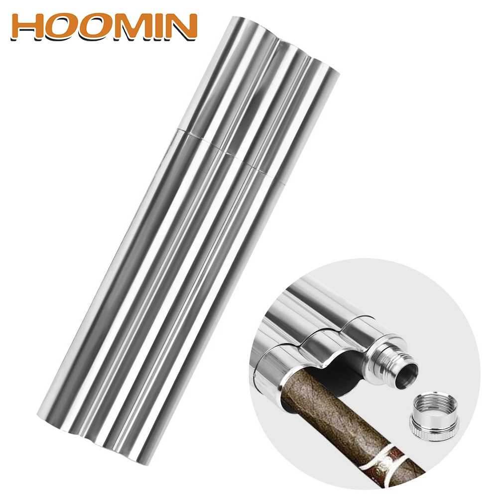 

HOOMIN Drinkware 2oz Hip Flasks 3 Tubes Stainless Steel Cigar Container Box Holder Whisky Vodka Bottle Kit