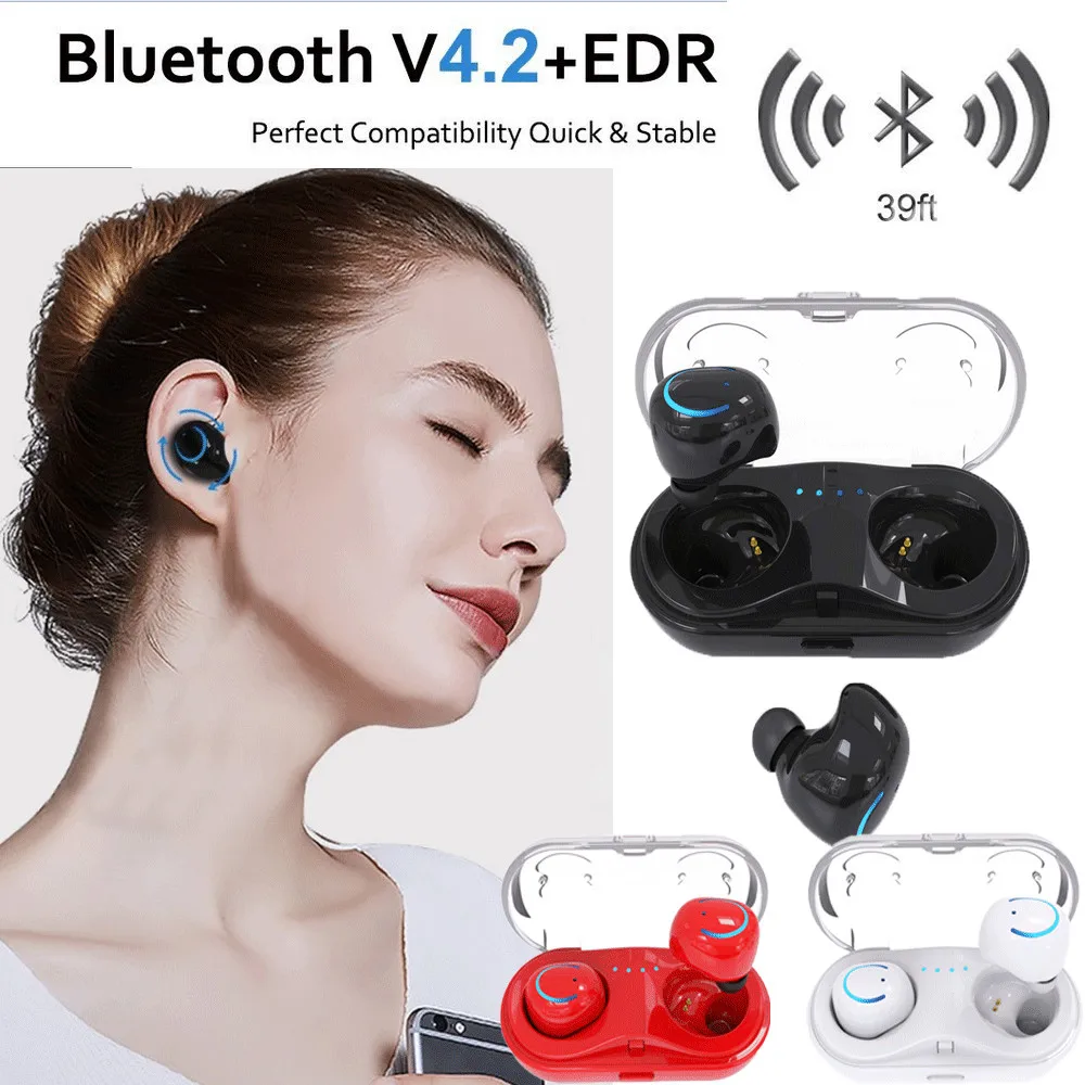 

Mini TWS True Bluetooth V4.2 Wireless Earbuds In-Ear Earphone Heaset For Mobile Phone