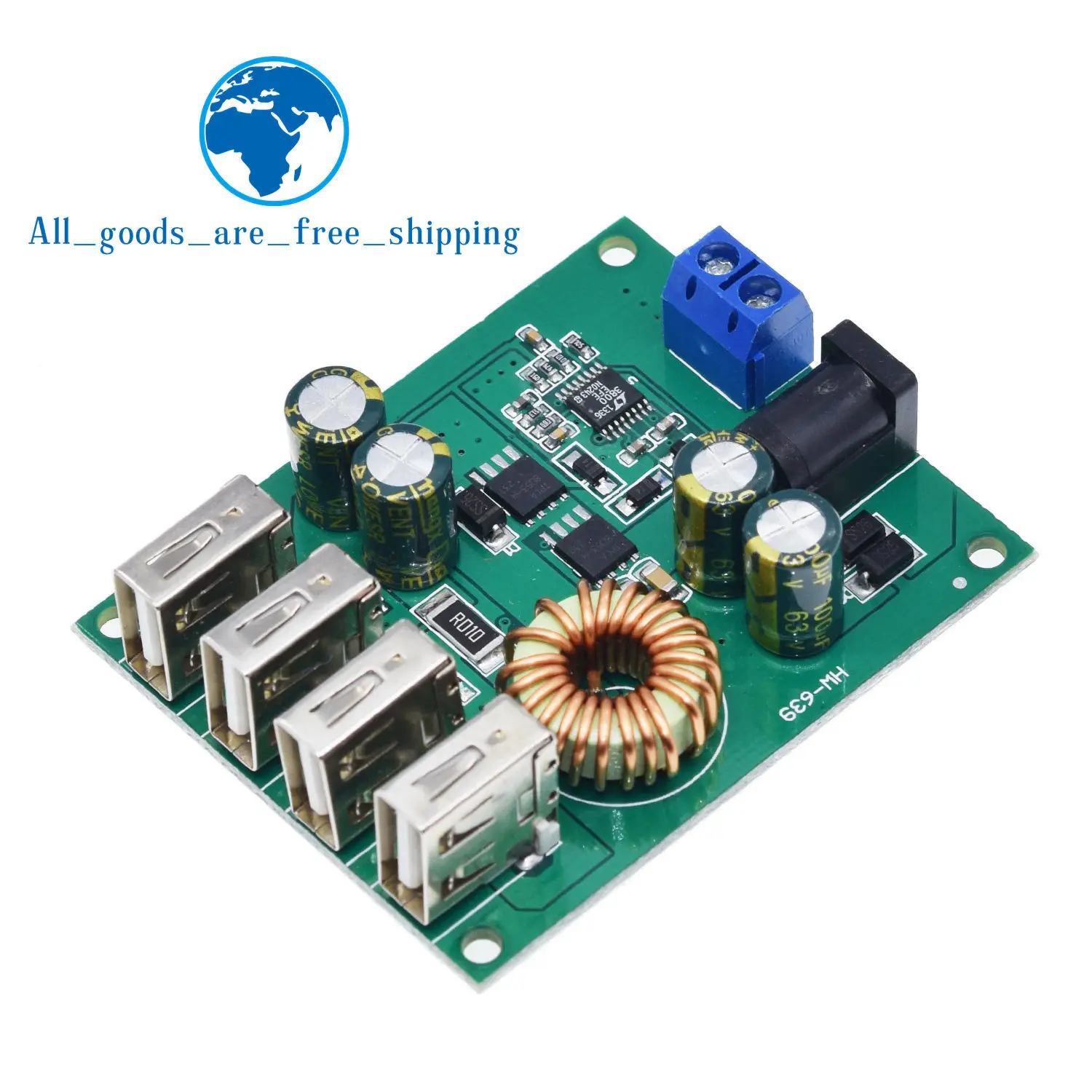 

TZT DC DC 7V-60V to 5V 5A 4 Four USB Output Buck Converter Board Step Down Power Supply Module Car Charger High Speed