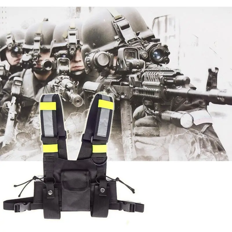 

Outdoor Tactical Military Vest Wireless Caller Two Way Radio Army Jacket Bright Green Radio Chest Harness Chest Protect Gear