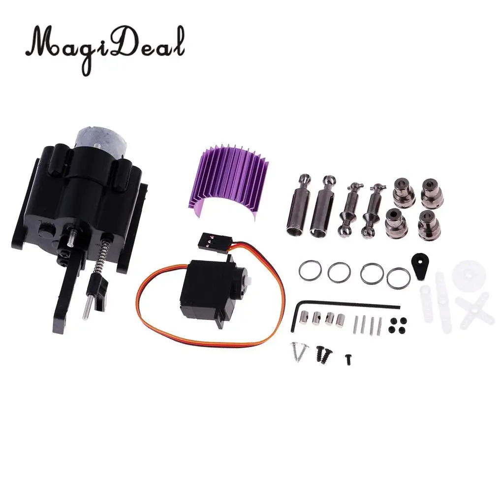 

MagiDeal Gearbox + Drive Shaft + Motor + Heat Sink +Servo for WPL 1/16 RC Truck Upgrade Accessories