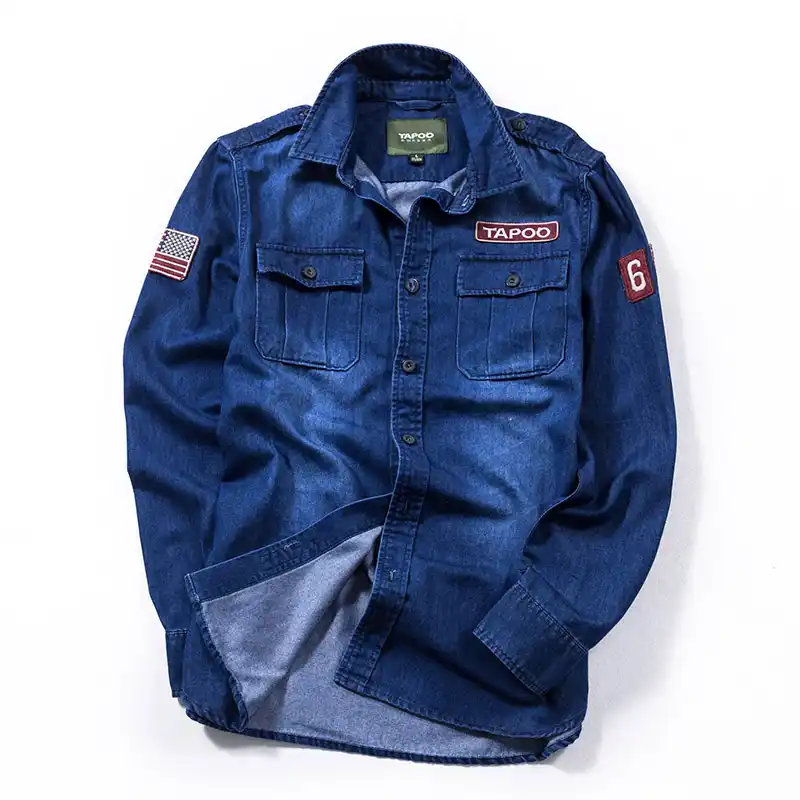 denim shirt with badges