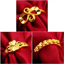 Мужские и женские 24k золотые модные поп свадебные кольца 3D в форме сердца элегантные Открытые Кольца Дизайн Ювелирные изделия Необычные товары