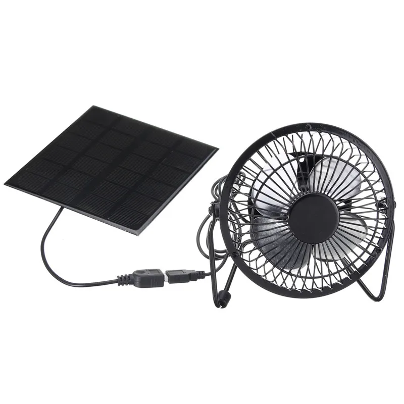 4/6/8'' USB Solar Panel Iron Fan Powered For Outdoor Home Cooling Ventilation ！ 