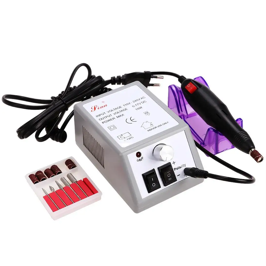with Nail File Electric Drill Acrylic Kit New Professional Mini Manicure Pedicure Machine 0 17V Polish DC Bits | Красота и здоровье