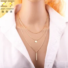 Xl258 девушка Мода г. Медь Бусины и бисер Блёстки многослойные металлические полосы кулон Цепочки и ожерелья для Для женщин ювелирные изделия Aliexpress