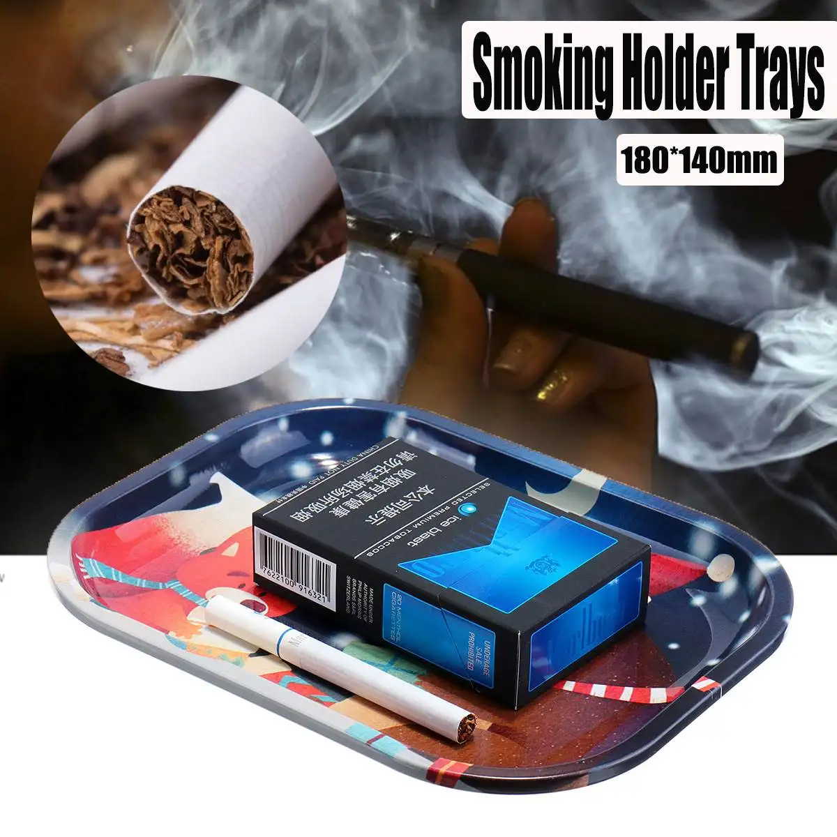 Essential Smoking Holder Trays 18x14cm Mini Cigarette Plate Rolling