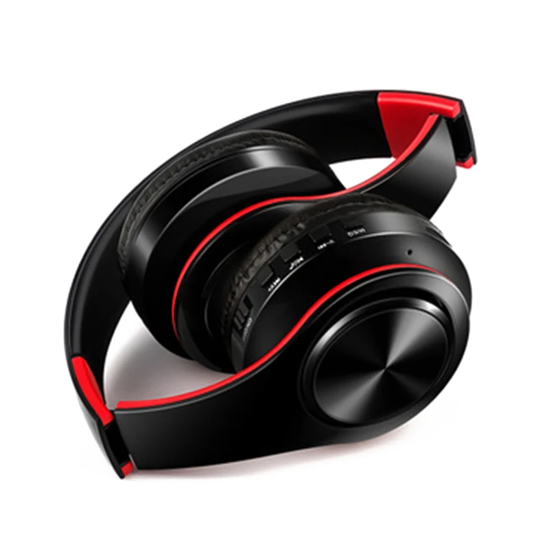

MOCH-Headset Bluetooth Headset Foldable Trendy Sports Card FM Wireless Headset black+red