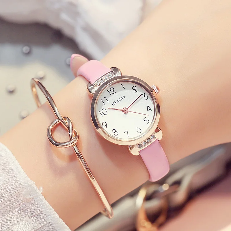 

Hloios Diamond Set Small Dial Watch Women Students Korean-Style Simple Waterproof Quartz Female Digital Watch Wholesale