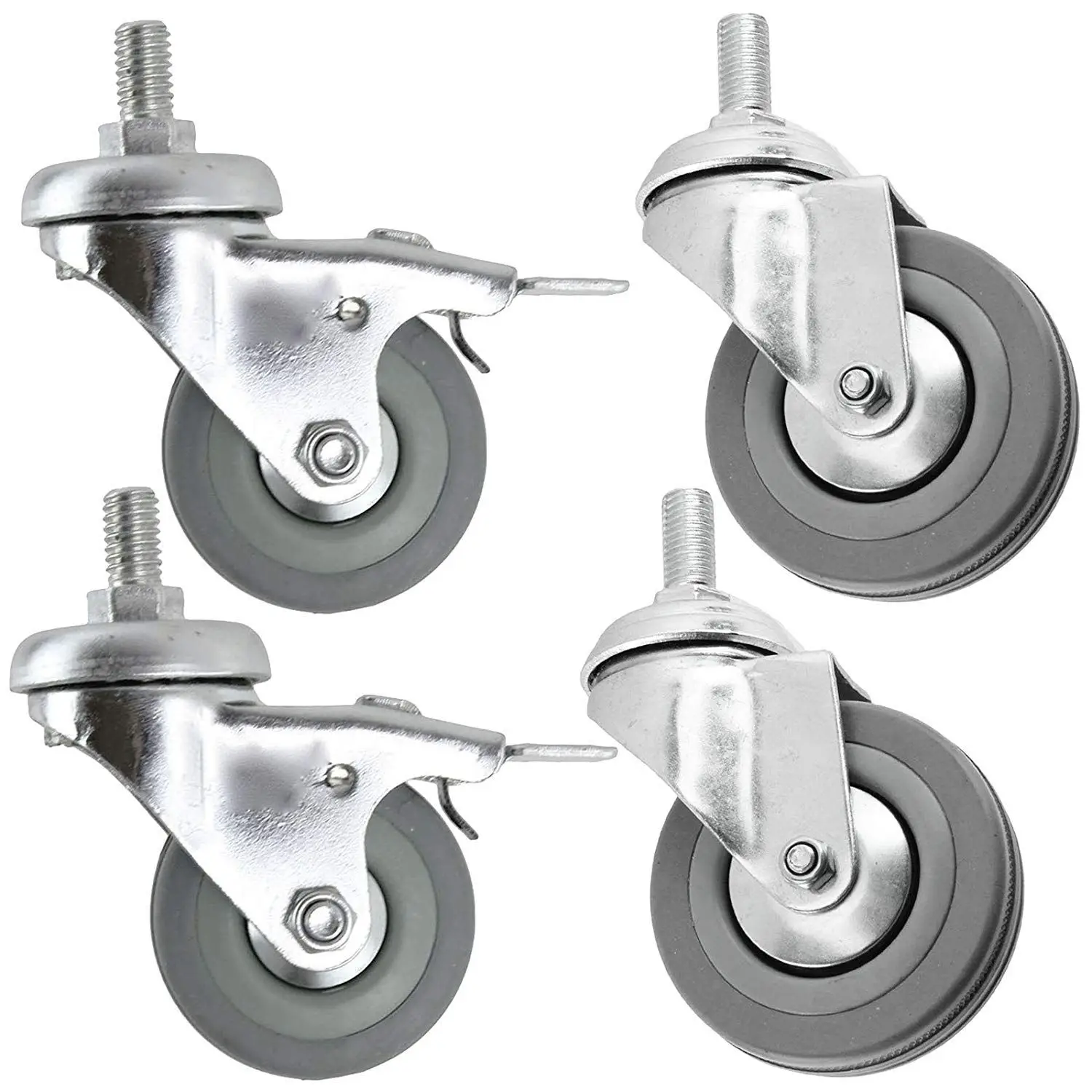 

Universal Heavy Duty Swivel Bolt Castor Wheels with Brakes (50mm, Pack of 4)