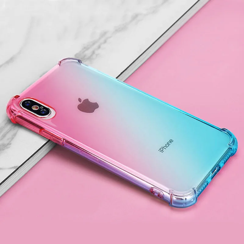 Цветной чехол для телефона iPhone 7 8 6 6splus ультратонкий прозрачный мягкий из ТПУ X Xr Xs