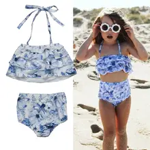 Комплект бикини для маленьких девочек; купальный костюм; пляжная одежда; комплект из двух предметов