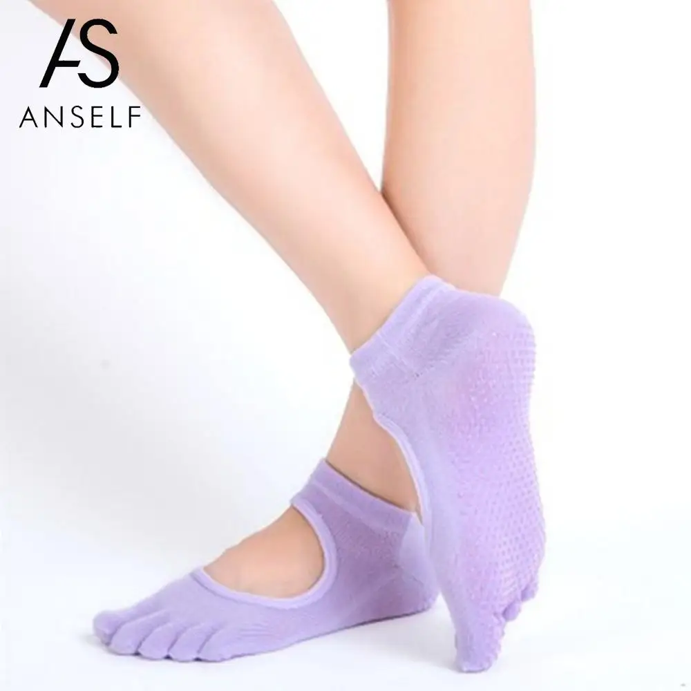 

Toe socks Women Yuga Socks Anti-slip Five Fingers Backless Silicone Non-slip 5 Toe Socks Ballet Gym Fitness Sports Cotton Socks