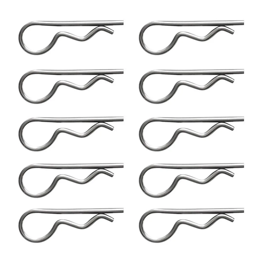 

10pcs Mayitr Spring Splitters Set Spring Pin Stainless Steel Opened Clip Wave Axle Split Spring Pin Securing R Clamps