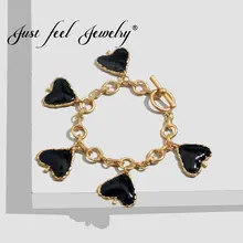 JUST FEEL ZA модные браслеты с сердечками и браслеты для женщин Boho свадебный подарок для вечеринки геометрический панк Сердце ювелирные браслеты и кулоны
