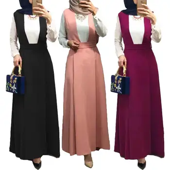 

High Waist Slit Back Pencil Skirts Straps Women's Modest Muslim Bottoms Long Midi Skirts Party Ramadan Worship Service Islamic