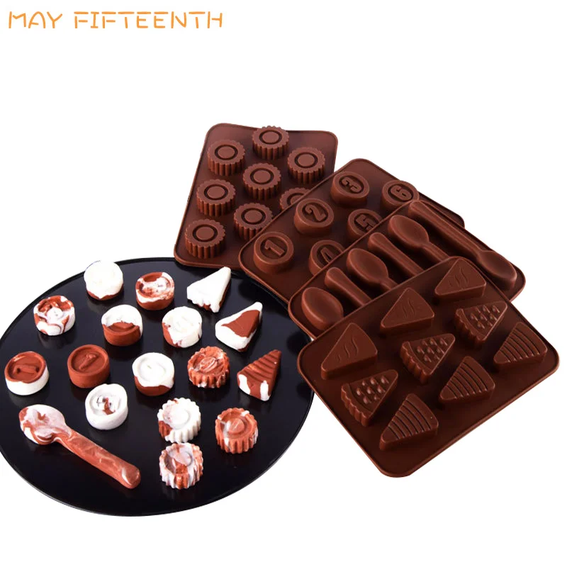 

DIY Heart Dinosaur Lego Candy Chocolate molds Silicone 3D Cartoon Digital Sunflower Chocolate Moulds Bakeware Baking Tools 223