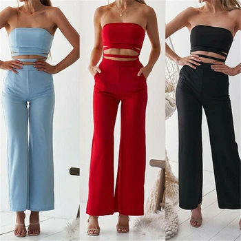 

Women Jumpsuit Sexy Off Shoulder Romper Solid Color Overalls For Women Romper Playsuit Wide Leg Trousers Rompers Womens Jumpsuit
