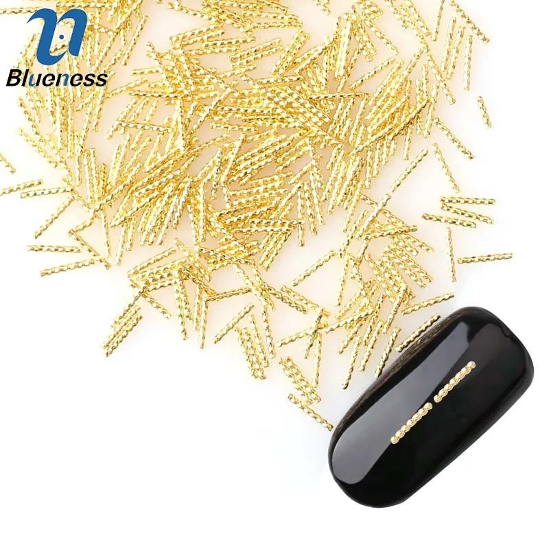 

Blueness Gold 2*6mm Nail Art Reviets Decorations Spiral Column Design Nails Metal Drills Beauty Manicure Acceccories Tool Tips