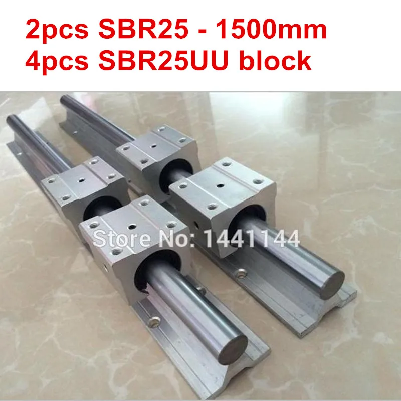 

SBR25 linear guide rail: 2pcs SBR25 - 1500mm linear guide + 4pcs SBR25UU block for cnc parts