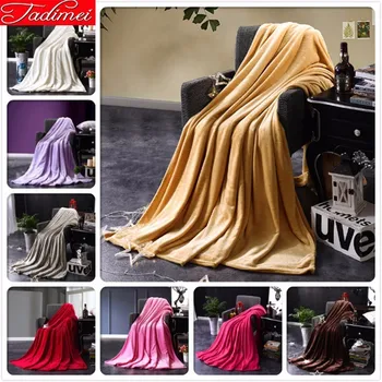

Solid Plain Pure Color Plush Blanket Spring Autumn Warm Sofa Car Bed Cover Adult Kids Child Bedspreads 100*150 150*200 200*200