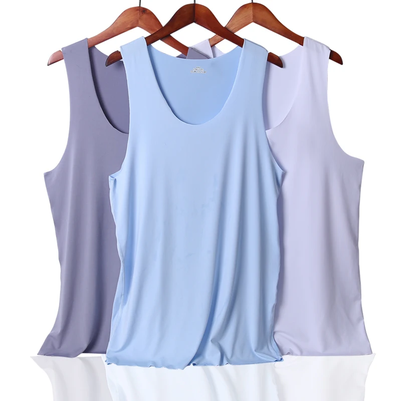 

New Arrival 2019 Running Vest Men Ice Silk Tank Top No Trace Singlet Summer Gym Sleeveless Vest O-Neck Sportswear ropa de hombre