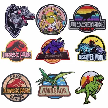 

Pulaqi High Quality Jurassic Park Patches Iron-on Embroidered Sewing Applique For Clothes Apparel DIY Dinosaur Badges Parches H