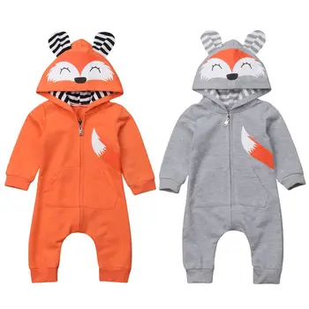 

Brand Newest Newborn Baby Boy Girl Cartoon Fox Zipper Romper Long Sleeve Jumpsuit Outfits Clothes Warm Cute Lovely Clothing
