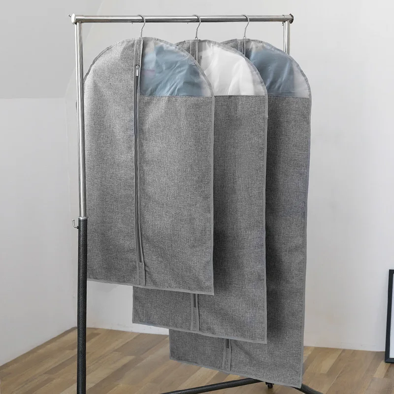 

High Quality Linen Men's Suit Hanging Dust Cover Full Zipper Clothing Storage Bag Garment Bags