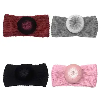 

4pcs Crochet Headbands Skull Bulky Knot Warm Crocheted Knitted Beanie Hats Turban Headwraps Caps for Girls Infants Kids